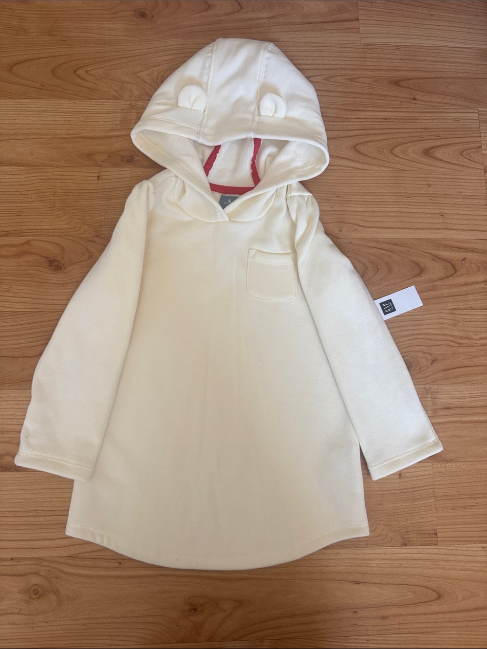 Cream Hooded Baby Dress with Ear Details